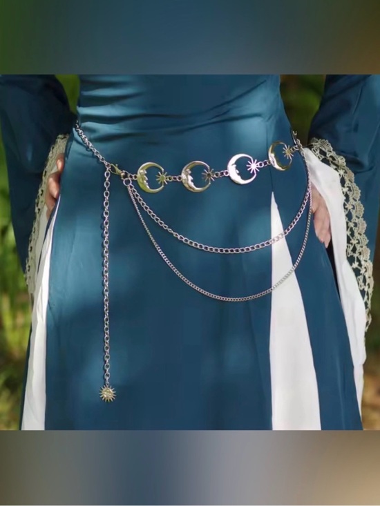 Anthropologie Accessories - Vintage Silver Chain Belt Female Goth Moon Metal Designer Belts